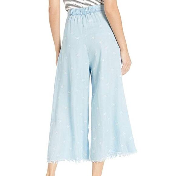 Show Me Your Mumu High Waisted Palm Tree Chambray Culotte Pants Vacation Resort - Picture 2 of 5